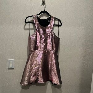 Forever 21 Pink and Gold Fit and Flare Mini Dress for Prom